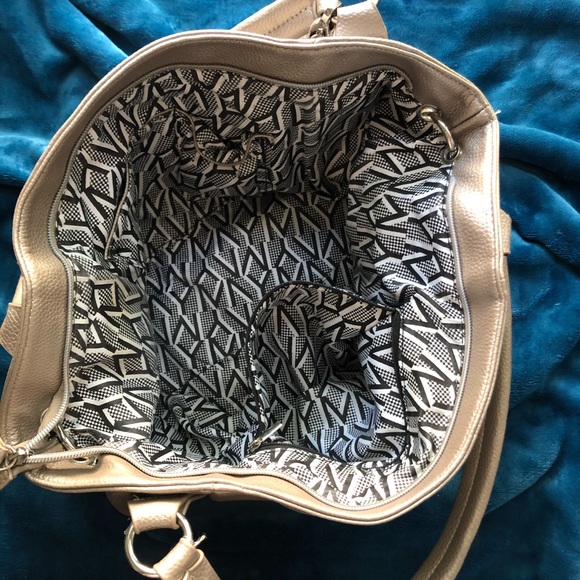 Faux Designer Style Brushed Metal Medium Purse - Picture 4 of 4